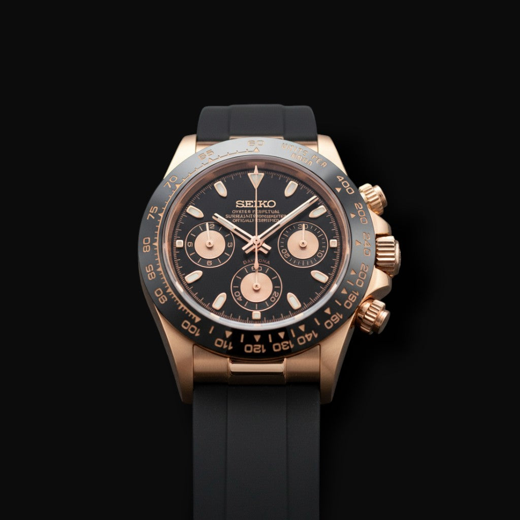 Seiktona Rose Gold Black Dial