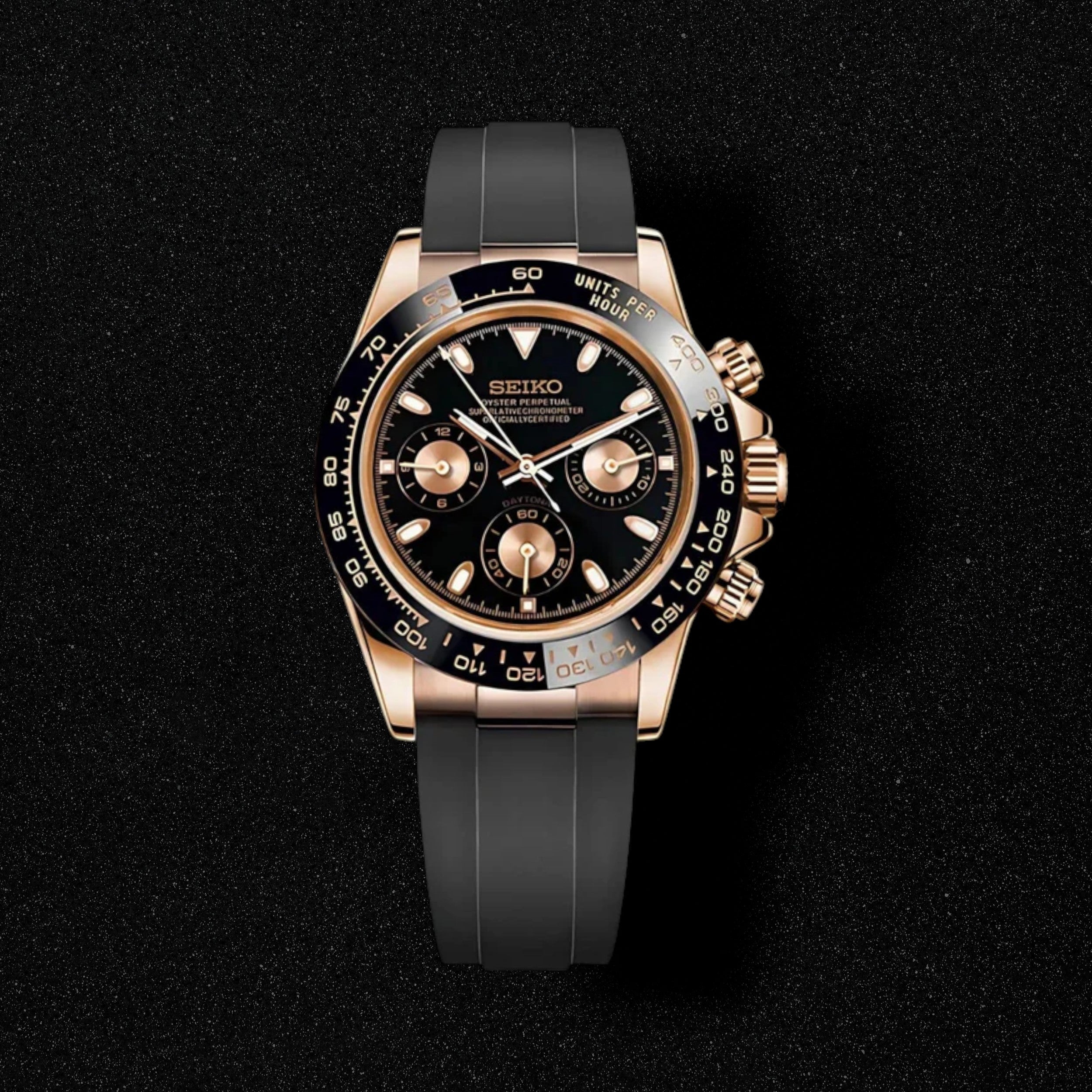 Seiktona Rose Gold Black Dial