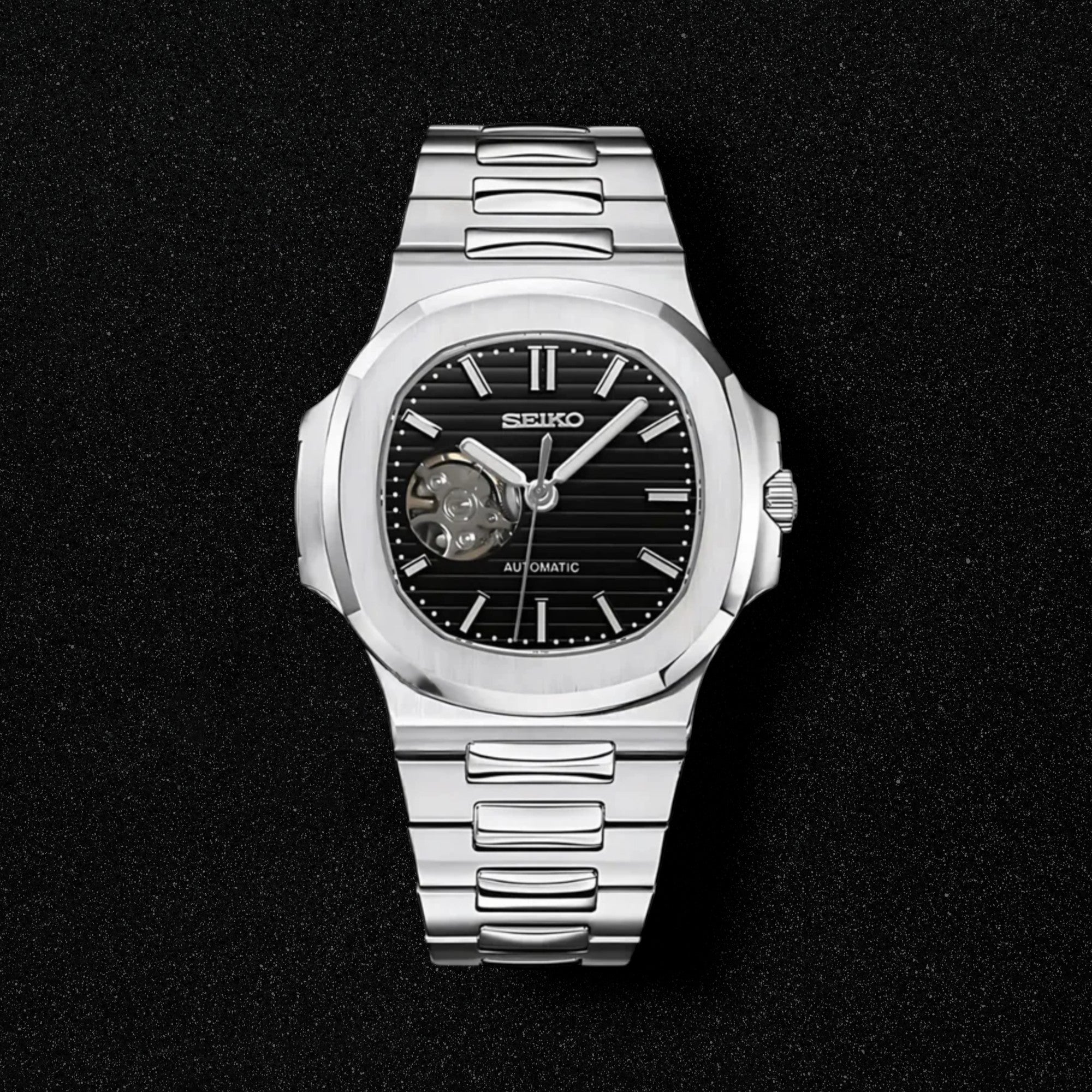 Nautiko Open Heart Black Baton Dial